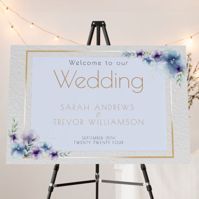 Modern Floral Violet Translucent Watercolor  Foam Board (In Situ (Stand))