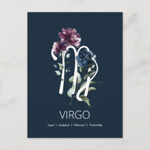 Modern Floral Virgo Symbol Postcard