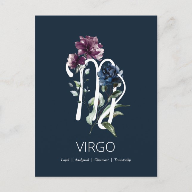 Modern Floral Virgo Symbol Postcard (Front)