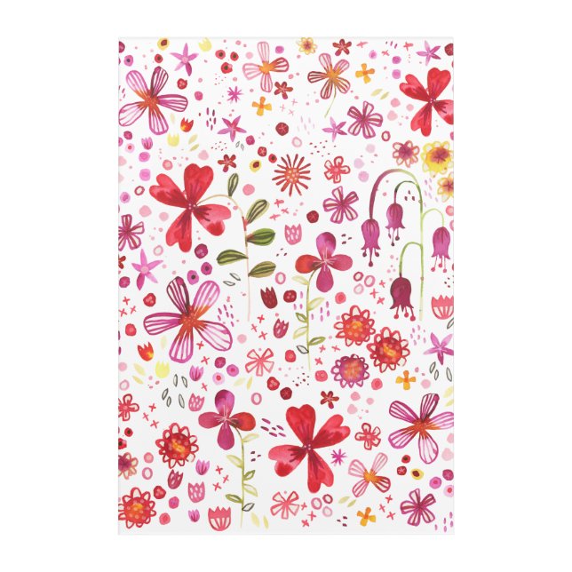 Modern Floral Watercolor Acrylic Print (Front)