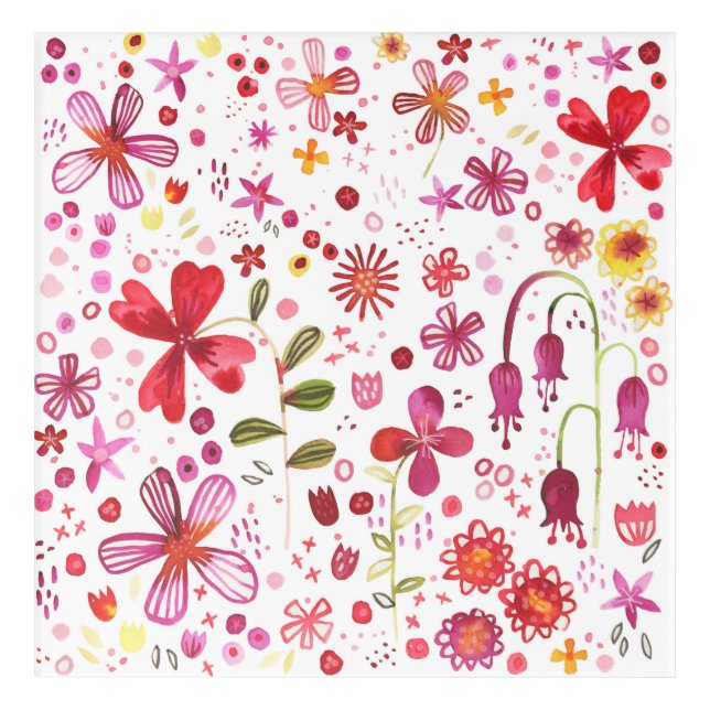 Modern Floral Watercolor Acrylic Print (Front)