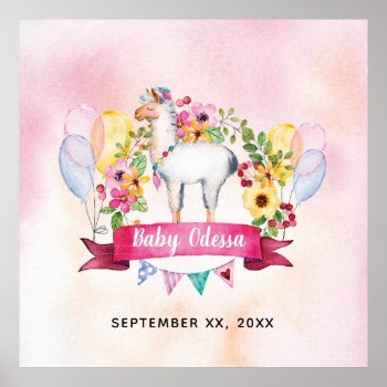 Modern Floral Watercolor Baby Shower Sign by joyonpaper at Zazzle