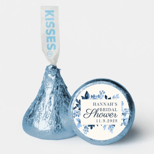 Modern Floral Watercolor BlueScript Bridal Shower Hersheys Kisses