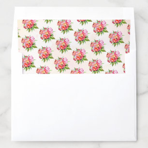 Modern Floral Watercolor Coral Peony Wedding Envelope Liner