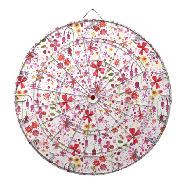 Modern Floral Watercolor Dart Board (Front)
