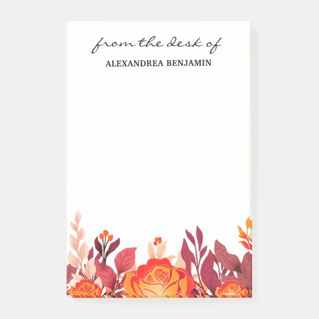Modern Floral Watercolor Elegant Flowers Custom   Post-it Notes (Front)