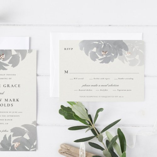 Modern Floral Watercolor Elegant Wedding RSVP Card