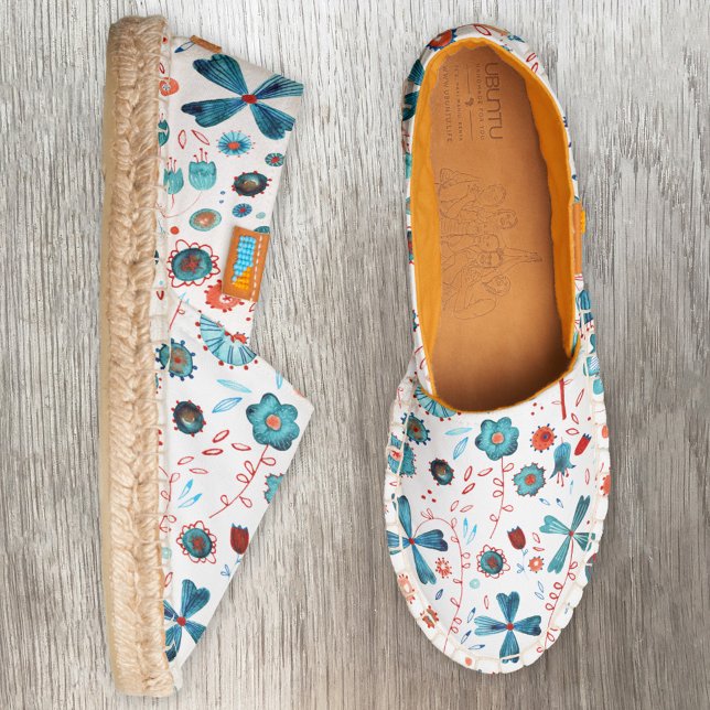 Modern Floral Watercolor Espadrilles (Watercolor floral modern espadrilles)