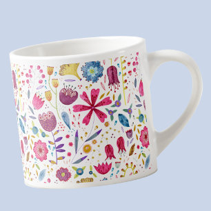 Modern Floral Watercolor Espresso Cup