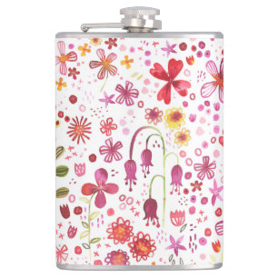 Modern Floral Watercolor Flask