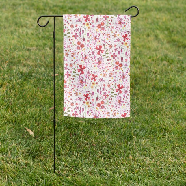 Modern Floral Watercolor Garden Flag (In SItu)