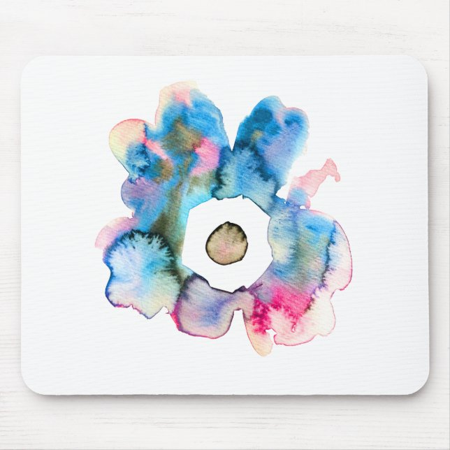 Modern floral watercolor hand drawn flower mouse pad (Front)