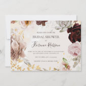 Modern Floral Watercolor Horizontal Bridal Shower  Invitation (Front)
