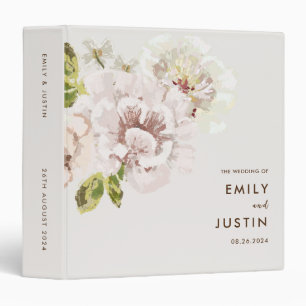 Modern Floral Watercolor Ivory Cream Wedding Album 3 Ring Binder