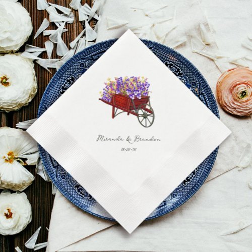 Modern Floral Watercolor Lavender Wedding Napkins