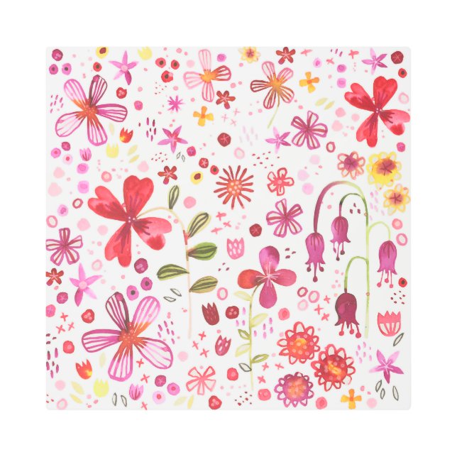 Modern Floral Watercolor Metal Print (Front)