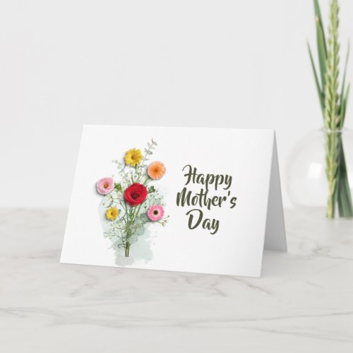 Modern Floral Watercolor Mothers Day Personalized Card