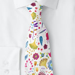 Modern Floral Watercolor Neck Tie<br><div class="desc">A watercolor painting of flowers and leaves in rich pink,  purple and teal scattered on a white background.  Original art by Nic Squirrell.</div>