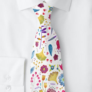 Modern Floral Watercolor Neck Tie