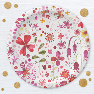Modern Floral Watercolor Paper Plates