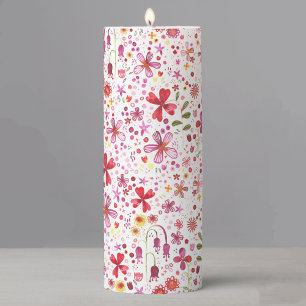 Modern Floral Watercolor Pillar Candle