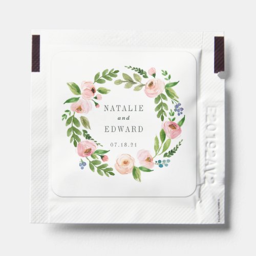modern floral watercolor pink spring wedding hand sanitizer packet