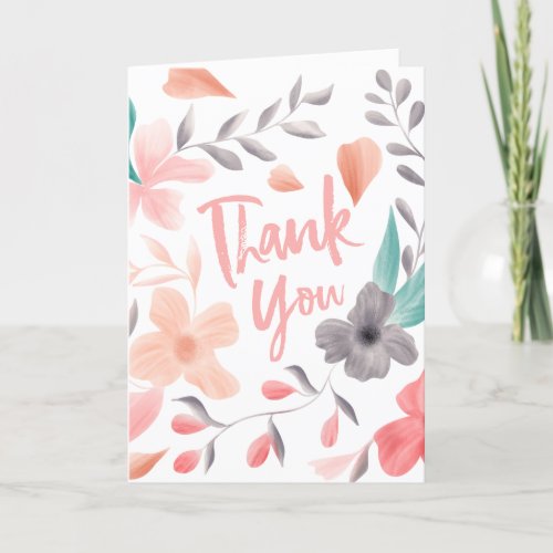 Modern floral watercolor script font thank you