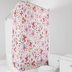 Modern Floral Watercolor Shower Curtain