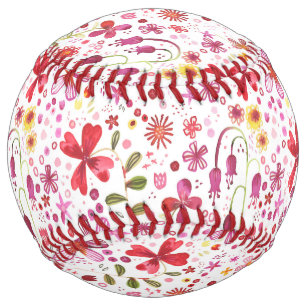 Modern Floral Watercolor Softball