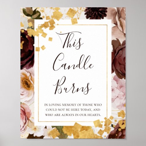 Modern Floral  Watercolor This Candle Burns Sign