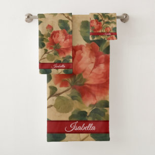 Modern Floral Watercolor Vintage Collection Bath Towel Set
