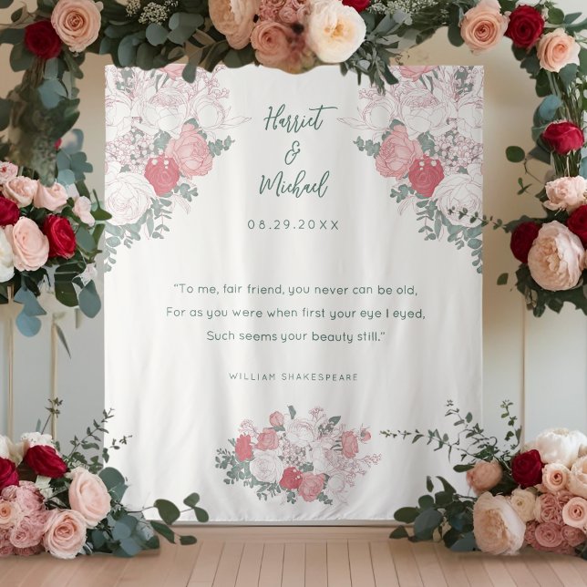 Modern Floral Watercolor Wedding Backdrop Quote (Creator Uploaded)