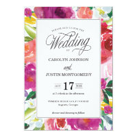 Modern Floral Watercolor Wedding Invitation