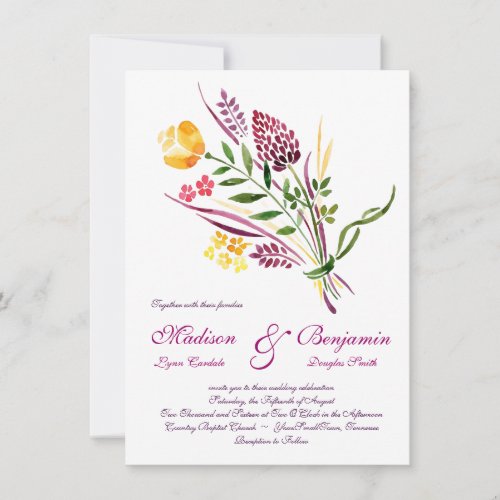 Modern Floral Watercolor Wedding Invitations 4.5" X 6.25" Invitation Card