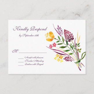 Modern Floral Watercolor Wedding RSVP Cards