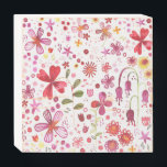 Modern Floral Watercolor Wooden Box Sign<br><div class="desc">Bright and happy watercolor wildflower and leaves painting of a wildly overgrown garden. Perfect for gardeners,  nature lovers and florists.  Original art by Nic Squirrell.</div>