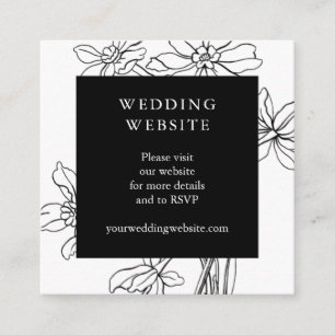 Modern Floral Website Black and White Wedding Enclosure Card