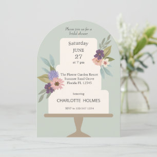 Modern Floral Wedding Cake Bridal Shower Invitation