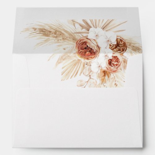 Modern Floral Wedding Envelope Liner Pampas Grass