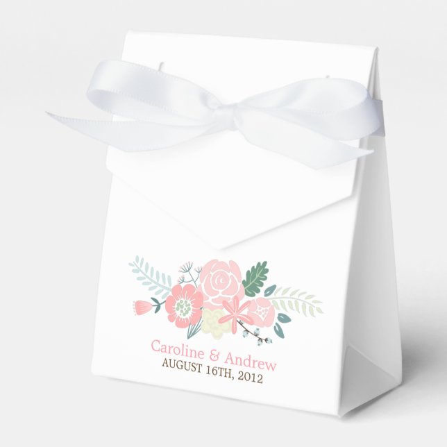 Modern Floral Wedding Favor Boxes (Front Side)