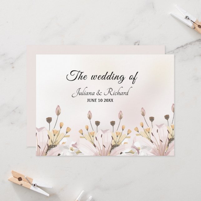 Modern Floral Wedding Guest Card (Front/Back In Situ)