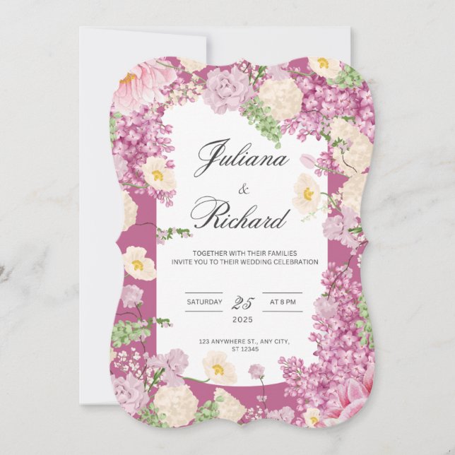 Modern Floral Wedding Invitation  (Front)