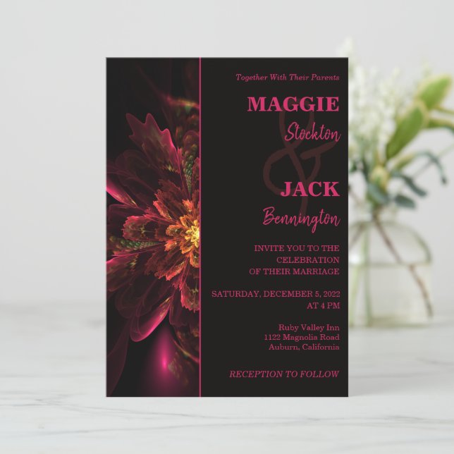 Modern Floral Wedding Invitation (Standing Front)