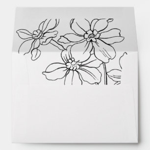 Modern Floral Wedding Invitation, Botanical Envelope