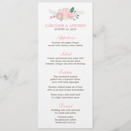 Modern Floral Wedding Menu Cards