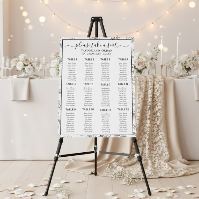 Modern Floral Wedding  Minimal Seating Chart Sign  (Creator Uploaded)
