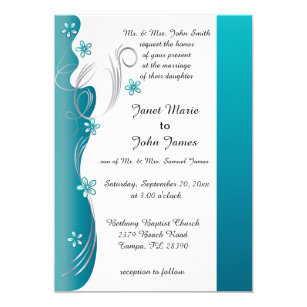 silver turquoise invitations invitation floral modern