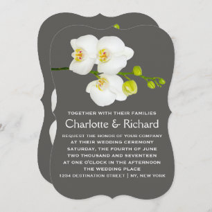 Modern Floral Wedding   White Orchid Flowers Invitation