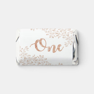 Modern Floral White & Rose Gold 1st Birthday Hershey's Miniatures