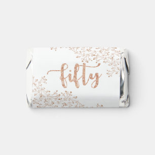 Modern Floral White & Rose Gold 50th Birthday Hershey's Miniatures
